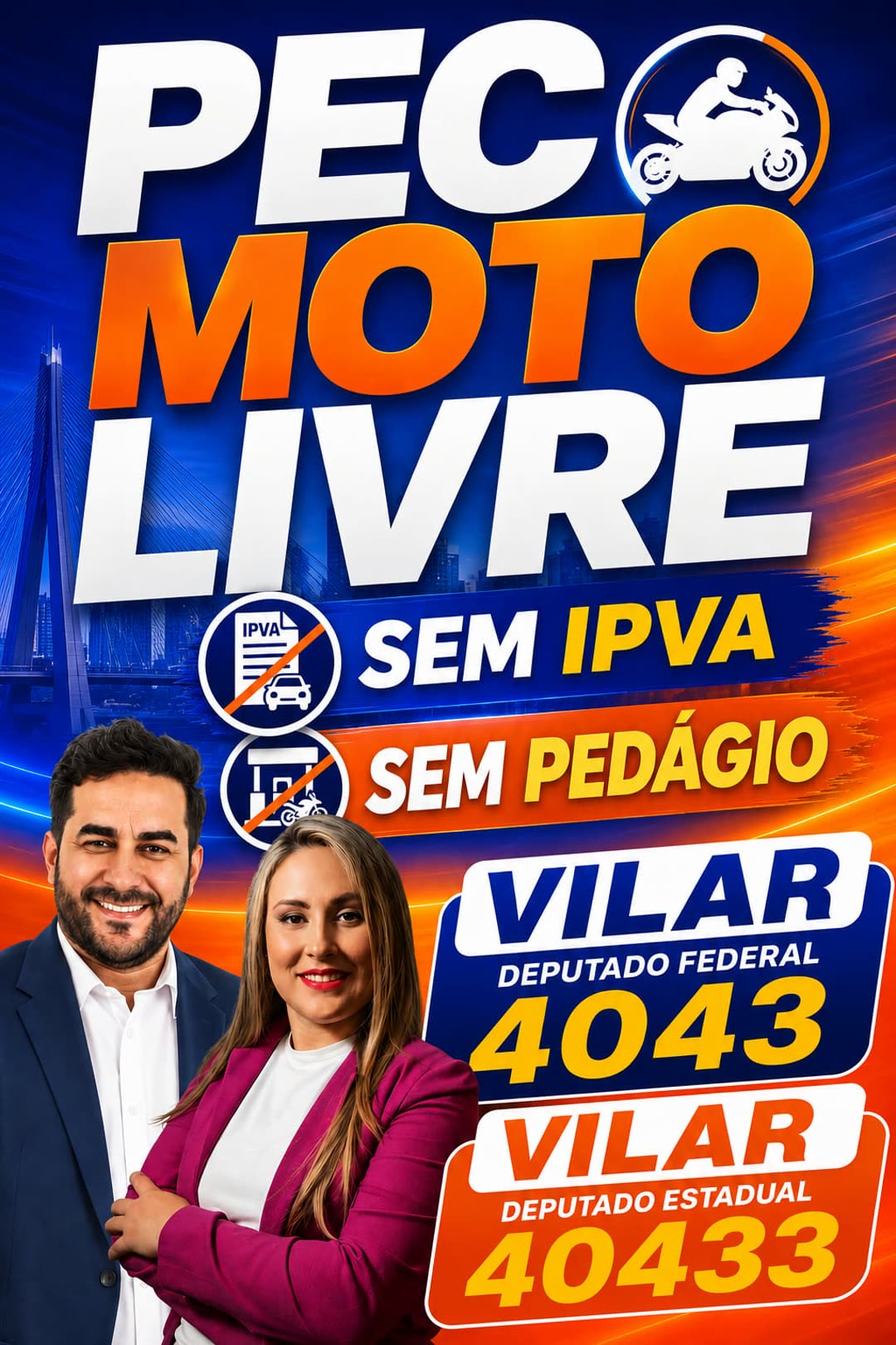 Arte da proposta Moto Livre — VILAR Estadual 40433 e Federal 4043