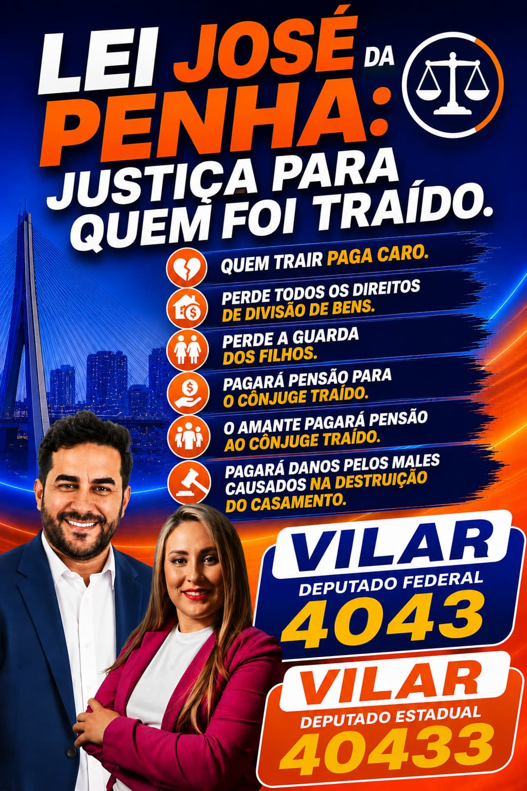 Arte da proposta Lei José da Penha — VILAR Estadual 40433 e Federal 4043
