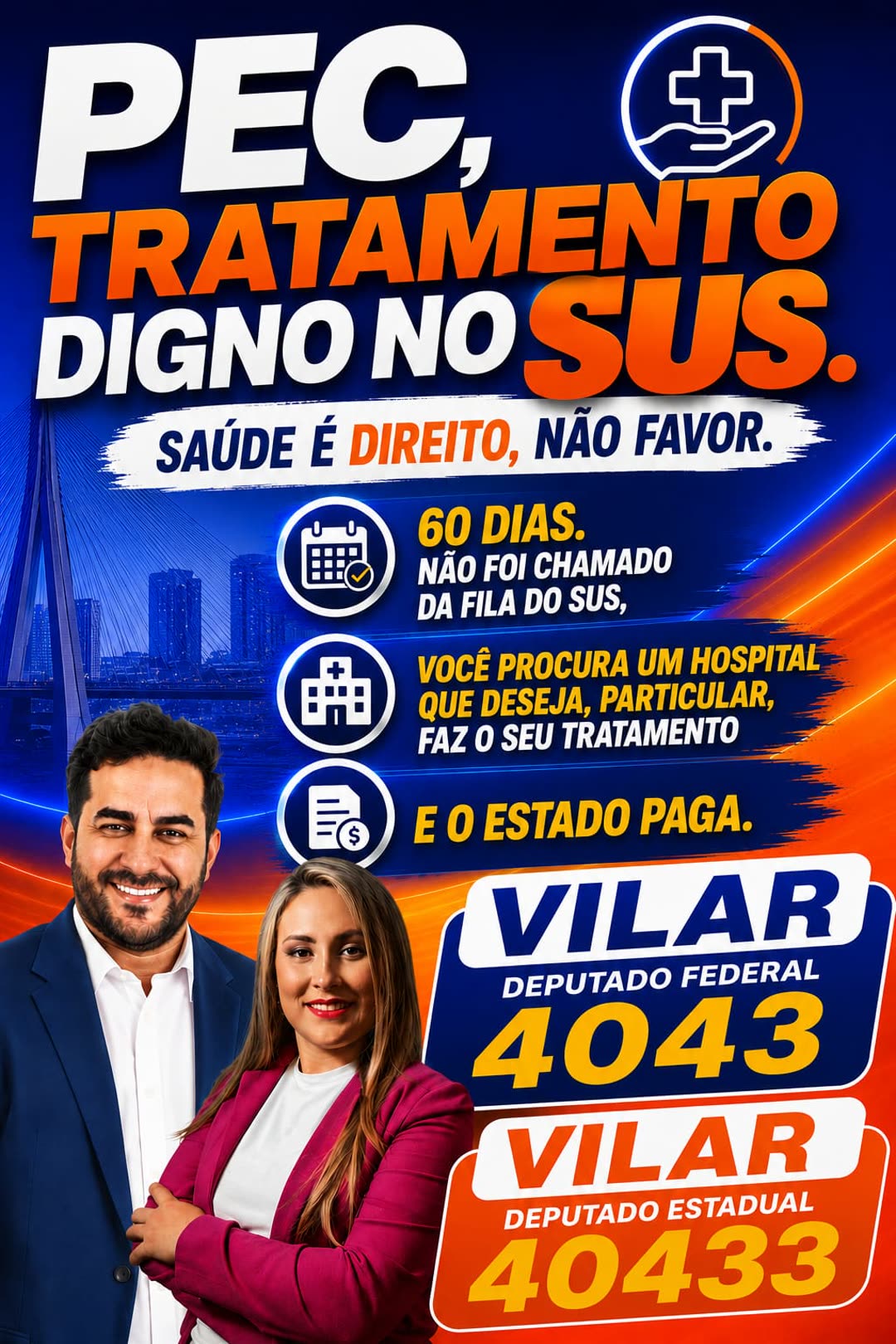 Arte da proposta Direito ao Tratamento — Fila do SUS — VILAR Estadual 40433 e Federal 4043