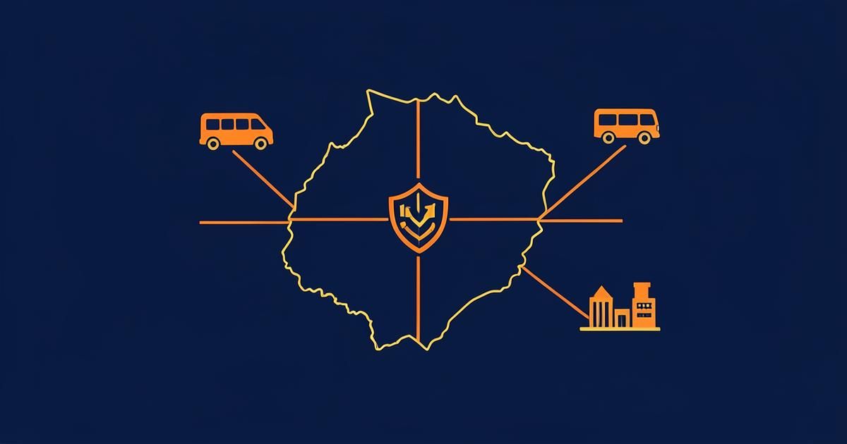 Ilustração dos desafios urbanos de São Paulo em azul-marinho com detalhes em laranja e amarelo